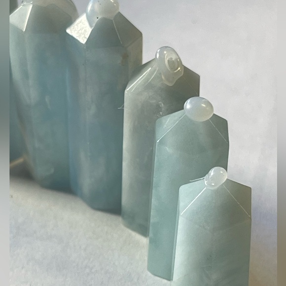 Aquamarine Tower Small Blue Aquamarine Point Set Of 7 pieces Crystal Gemstone - Picture 3 of 10
